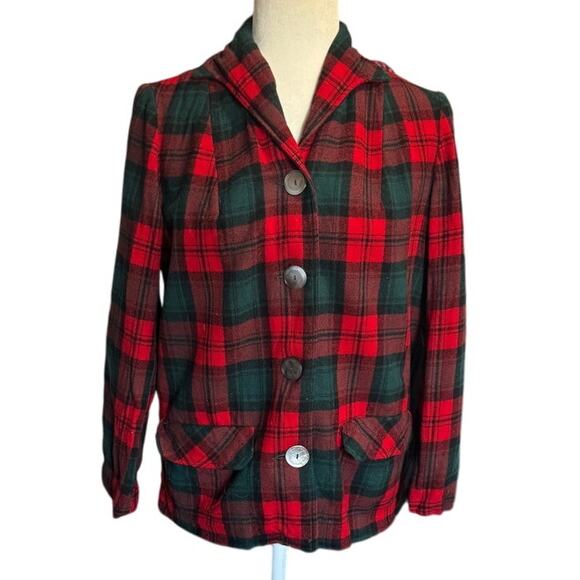 1960s Pendleton “49er” Wool Jacket – Vintage Red & Green Tartan Plaid – XS/S - Picture 3 of 7